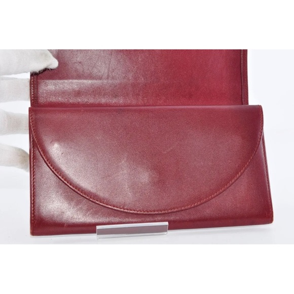 $3 start Auth Cartier Mastline Clasp Long clutch/ Wallet Bi-Fold Leather GUC - Picture 13 of 15